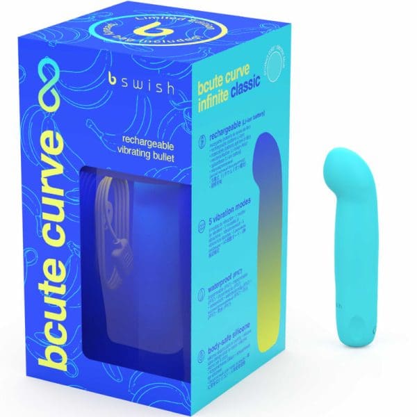B SWISH - BCUTE CURVE INFINITE CLASSIC LIMITED EDITION BLUE SILICONE RECHARGEABLE VIBRATOR 4